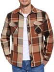 COOFANDY Plaid Coats For Men Flannel Sherpa Lined Shirt Jackets Coat With Pockets, Black Red, XX-Large