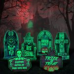 Jojoin Halloween Tombstone Yard Decorations - 6 Uniquely Styled Fluorescent Graveyard Tombstone Props - Outdoor Lawn Party Decoration with 12 Ground Stakes for Halloween Party|Garden|Yard