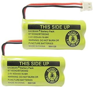 BAOBIAN 2.4V 400mAh Cordless Home Phone Battery for at&T BT162342 BT-162342 BT166342 BT-166342 BT266342 BT-266342 BT183342 BT-183342 BT283342 BT-283342 VTech CS6329 CS6114 CS6419(Pack of 2)