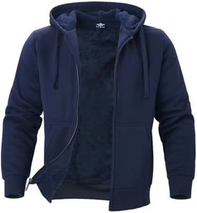 Facitisu Men's Winter Hoodies Jackets Hooed Fleece Sweatshirt Wool Warm Thick Zipper Coats Big and Tall S-5XL Navy 2X-Large