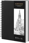 A5 Sketchbook, Spiral Sketch Book with 160gsm Thick Paper - Black Hardback Art Drawing Pad for Sketching, 60 Sheets / 120 Pages
