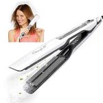 CkeyiN Steam Hair Straightener, Professional 40MM Wide Plate Flat Iron & Styling Tool, Smooth Hair in One Paste Without Damage, LCD Display, 14-Speed Adjustable Temp for All Hair Types