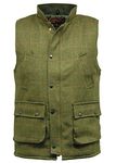 Game Technical Apparel 6E Mens Dark Derby Tweed Hunting Shooting Derby Waistcoat Bodywarmer Gilet Green