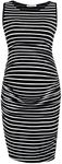 Smallshow Women's Sleeveless Maternity Dress Ruched Pregnancy Clothes Large Black Stripe