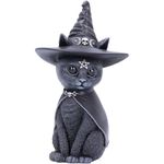 Nemesis Now Purrah Witches Hat Occult Cat Figurine, Black, 13.5cm