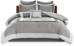 Comfort Spaces Malcom Cozy Comforter Set - Modern Trendy Design, All Season Down Alternative Bedding, Matching Shams, Hotel Deluxe Gray, King