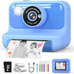 Hangrui Kids Camera Instant Print, 2.4'' Instant Camera for Kids, 1080P Kids Digital Camera with 32GB Card & 3 Rolls Photo Paper, Christmas Birthday Gifts Kids Toys for Girls & Boys Aged 3-12 -Blue