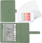 LXWHYP Money Saving Binder, Savings Challenges Book with for Cash Envelopes, 12pcs Zipper Envelopes A6 Budget Binder, Budget Planner for Managing Budgets and Saving Money -(Green-7.4IN)