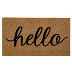 Karisky Hello Door Mat, Welcome Front Door Mat with Non-Slip Backing Indoor Outdoor Rug, Home Entryway Farmhouse Decor, 30" x 17”, Brown