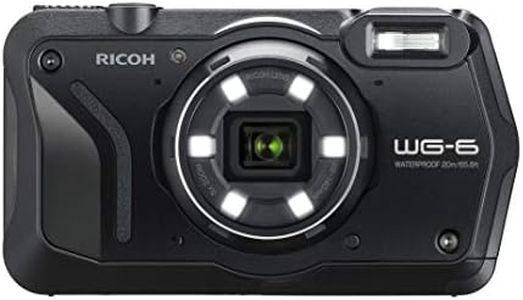 RICOH WG-6 Webcam Black Waterproof Camera 20MP Higher Resolution Images 3-inch LCD Waterproof 20m Shockproof 2.1m Underwater Mode 6-LED Ring Light for Macro Photography