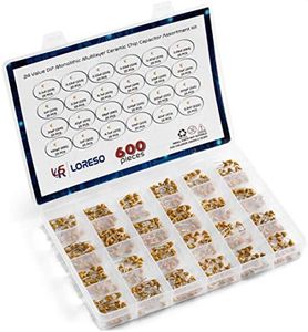Loreso Ceramic Capacitor Variety Pack 600 PCD Assortment Kit Box - 600 pcs 24 Value Electronics Assortment Kit Includes 10pf to 10uf 50V Ceramic Capacitors for Electronics Projects