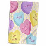 3dRose "Love Hearts Candy Valentine Design Towel, Multi-Colour, 15 x 22-Inch