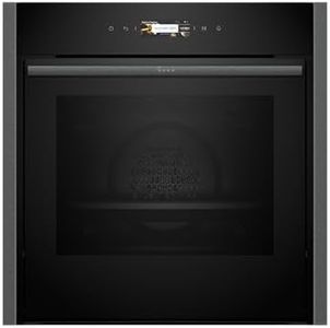 NEFF N70 B54CR71G0B Slide and Hide Single Oven with Pyrolytic Self Cleaning, CircoTherm, 3.7" Full Touch Display, Soft Open, Integrated, 60 x 60cm, Graphite Grey