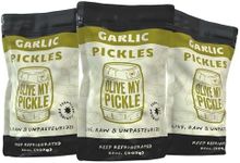 Olive My Pickle Fermented Garlic Dill Pickles - 96 Ounces | 3 Pack Bundle of Probiotic Dill Garlic Pickles and Brine with Digestive Enzymes for Gut Health - 32 oz per bag