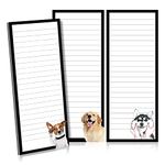 BVYA 3 Full Back Magnetic Fridge Notepads-Large Notepads (3.5x9inch) for Grocery List, Shopping List, To-Do List, Reminders, Recipes- Memo Pad and Scratch Pad with Cute Dogs Designs-60 Sheets Per Pad