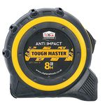 TOUGH MASTER Strong DIY8m/26ft Metric/Imperial Lightweight Belt Clip Tape Measure 25mm Wide Impact Resistant For Carpenters, Plumbers, Electricians (1)