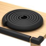 Furniture Edge and Corner Guards | 16.2ft Protective Foam Cushion | 15ft Bumper 4 Adhesive Childsafe Corners | Baby Child Proofing Foam Set and Safe for Table, Fireplace, Countertop | Black