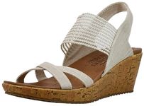 Skechers Women's Beverlee High Tea Sandal,Natural Sparkle Linen Gore Trim,6 UK