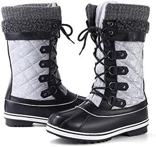 EliteLand Women's Snow Boots, Women Waterproof Mid Calf, Anti-slip Outdoor Warm Duck Boot for Winter Light Grey Size 10