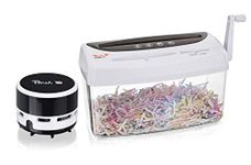 Peach Particle Cut Paper Shredder & Mini Table Vacuum Cleaner PA105-1 Sheet - 4L - P-4 - Paper CDs and Credit Cards - Manual Operated Cross Cut - Power Independent - DSGVO 2018 - PS300-21A