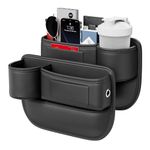 Convitex Car Seat Gap Organizer with Cup Holder, Multifunctional PU Leather Gap Filler Front Seat Storage Box, Automotive Car Interior Essentials for Most Vehicles