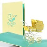 G13.4 Pop up pram card, usable for girl and boy, new baby born card, best wishes card to birth of a child, greeting card for new baby, gift card, card as a voucher