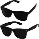 ShadyVEU Super Dark Black Sunglasses UV Protection Lens Spring Hinge 80s Vintage Retro Inspired Shades (2-Pack, 1 Matte & 1 Glossy)