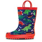 LONECONE Waterproof Toddler Rain Boots with Easy Pull on Handles - Natural Rubber Kids Rain Boots for Boys and Girls - Comfortable Shinny Rain Boots for all Season