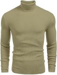 COOFANDY Mens Ribbed Slim Fit Knitted Pullover Casual Turtleneck Sweater