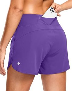 G Gradual Women's Running Shorts with Mesh Liner 3" Workout Athletic Shorts for Women with Phone Pockets(Dusty Purple,Small)
