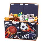 Decalsweet Football Sports Kids Large Toy Storage Box with Lid,Foldable Oxford Toy Storage Organizer Box for Boys-65×30×40cm-Toy Chest with Handles for Bedroom Nursery