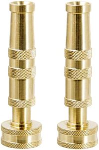 Cbumane Brass Hose Nozzle, Heavy-Duty Brass Adjustable Twist Hose Nozzle, 2 Pack (4")