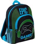 Epic Gamer Backpack Kids Teens Adults Travel School Gaming Bag Rucksack with Bottle Holders, Black, One Size, Backpack