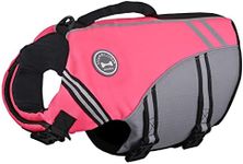 VIVAGLORY Sports Style Dog Life Jacket, Dog Buoyancy Jacket for Swimming & Boating, Ripstop & Buoyancy for Doggy, Life Vest with Handle, XL, Bright Pink
