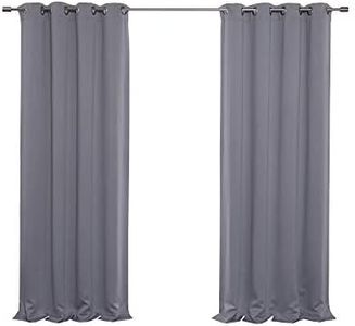 Best Home Fashion Blackout Curtain Panels - Premium Thermal Insulated Window Treatment Blackout Drapes for Bedroom - Antique Bronze Grommet Top (52" W x 84" L, Grey)