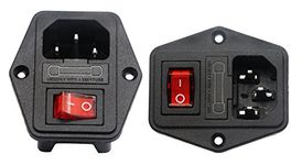 zdyCGTime 10A 250V AC Rocker Switch Power Socket 3 Pin IEC320 C14 Inlet Module Plug Fuse (2packs)