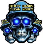 Dirty Hands Make Clean Money Reflective Skull Hard Hat Stickers, Decal for Toolboxes, Helmets - Funny Design for Mechanics, Adults, Electricians, Construction, Welders, Gifts for Blue Collar Workers