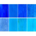 LITMIND 8 Sheets Stained Glass Variety Pack, 4 x 6 inch Mosaic Tiles Glass for Crafts, Art Glass Pack, Mixed Colors Glass and Textures (Shades of Blue)