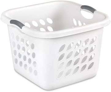 Sterilite 1.5 Bushel Ultra Square Laundry Basket, Plastic Hamper with Comfort Carry Handles for Easy Portability to Laundry Room, White, 6-Pack