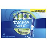 Tampax, Pearl Pocket Tampons, Plastic Applicator, Super Absorbency, 32 Count