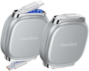 VisionSync 240W USB C to USB C Cable,PD 3.2 Retractable USB C Cable with Magnetic Slot for Travel,Car,5 Preset Length,Fast Charging for iPhone 17/16/15,iPad,MacBook,Galaxy S25/24,Grey,3.3ft,2pack