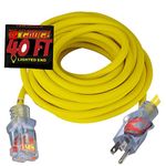 12 Gauge Extension Cord 40 ft Heavy Duty Outdoor Extension Cord 40 ft 12/3 Indoor Outdoor 125V, 1875 WATTS 15 amp Extension Cord 12/3 Prong Lighted End Extension Cord