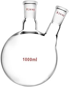 QWORK 1000ml Glass 2-Neck Round Bottom Flask with 24/40 Center and Side Standard Taper Outer Joint