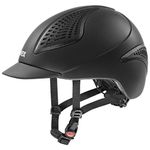 uvex Exxential II - Lightweight Riding Helmet for Men and Women - Individual Fit - Optimized Ventilation - Black Matt - 52-55 cm