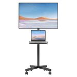 suptek Mobile TV Cart for 21-60 Inch LCD LED Flat/Curved Panel Screen TVs Max VESA 400x400 with Laptop Shelf Holds up to 77lbs, ML55B