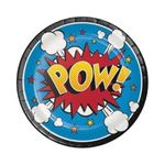 Creative Party PC324836 Comic Slogan Round Dessert Paper Plates, 7"-8 Pcs, Black