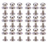 50Set Silver Alloy Round Head Button Studs Rivets Screwback Screw Back Spots Nail Repairs Replacement for DIY Leather Craft Belt Handbag Wallet Purse(6mm)