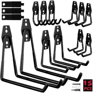 SEDY 15-Pack Garage Hook Set, Heavy Duty Tool Storage Wall Hooks Anti-Slip Large Hanger, Organizer for Ladder Bike Rack Yard Tool and More