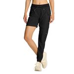 smawell Women's Hiking Pants Convertible Lightweight Zip-Off Outdoor Pants Quick Dry Joggers with Pocket, Black, XX-Large