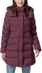 PUREPEAR Women's Winter Warm Long Puffer Jacket Detachable Hood Quilted Thicken Coats Wine Red L